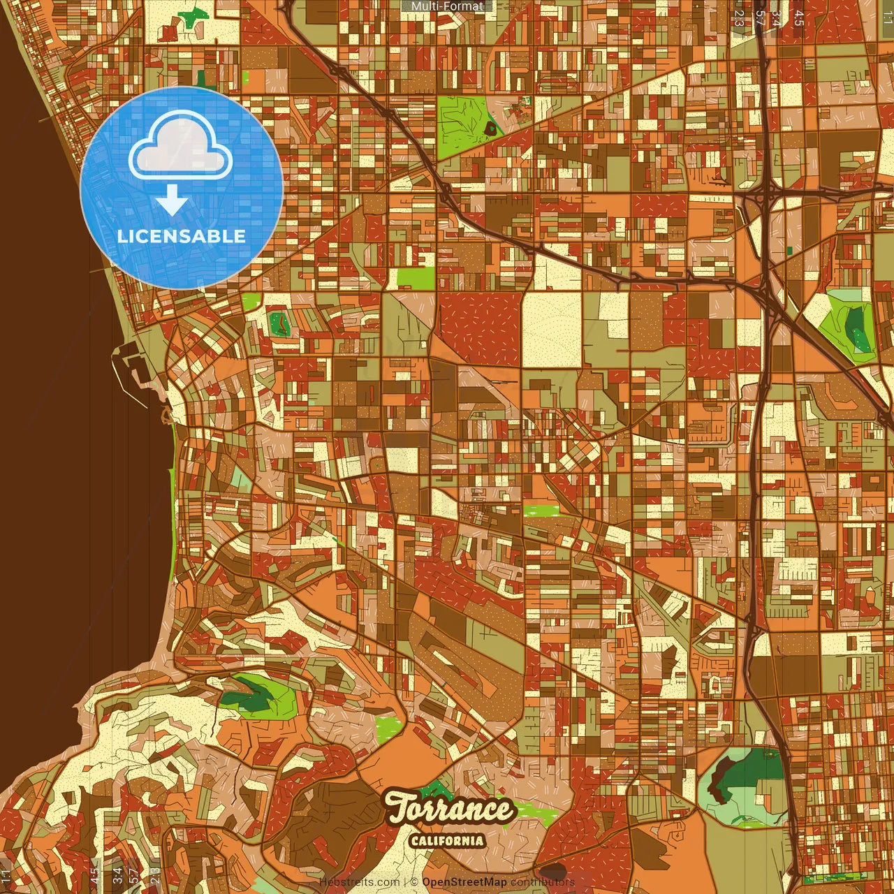 Torrance California Farmhouse Poster Art Map Template