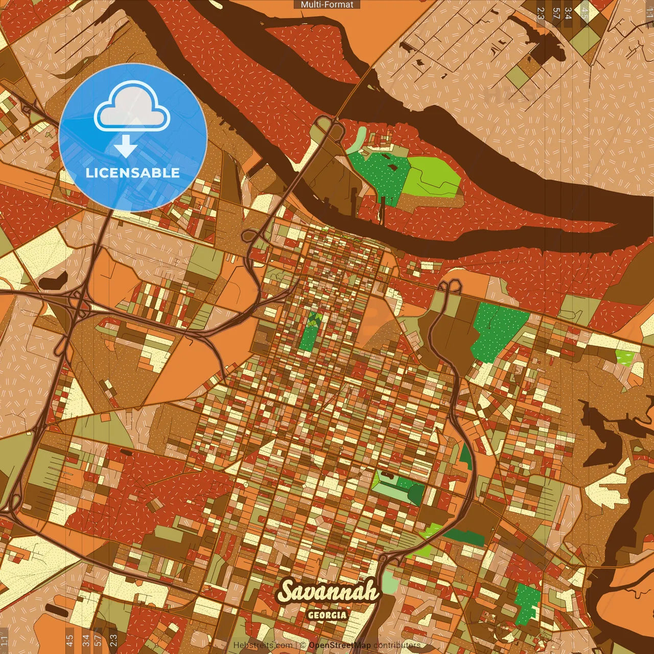 Savannah Georgia Farmhouse Poster Art Map Template