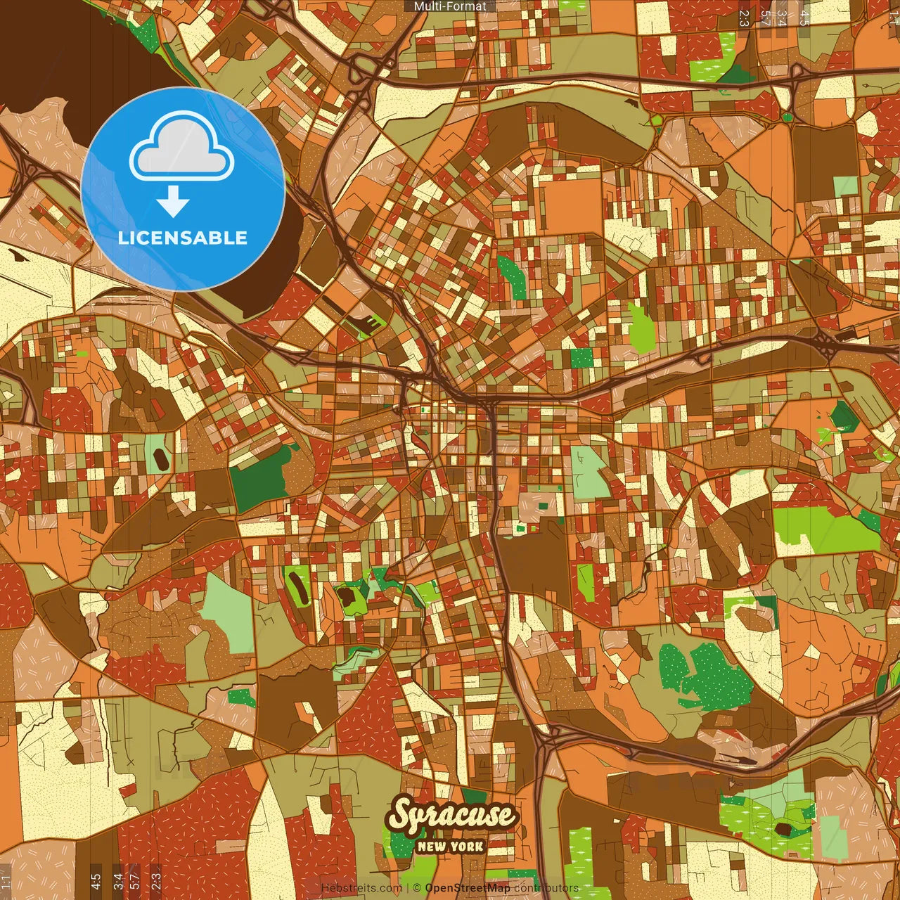 Syracuse New York Farmhouse Poster Art Map Template