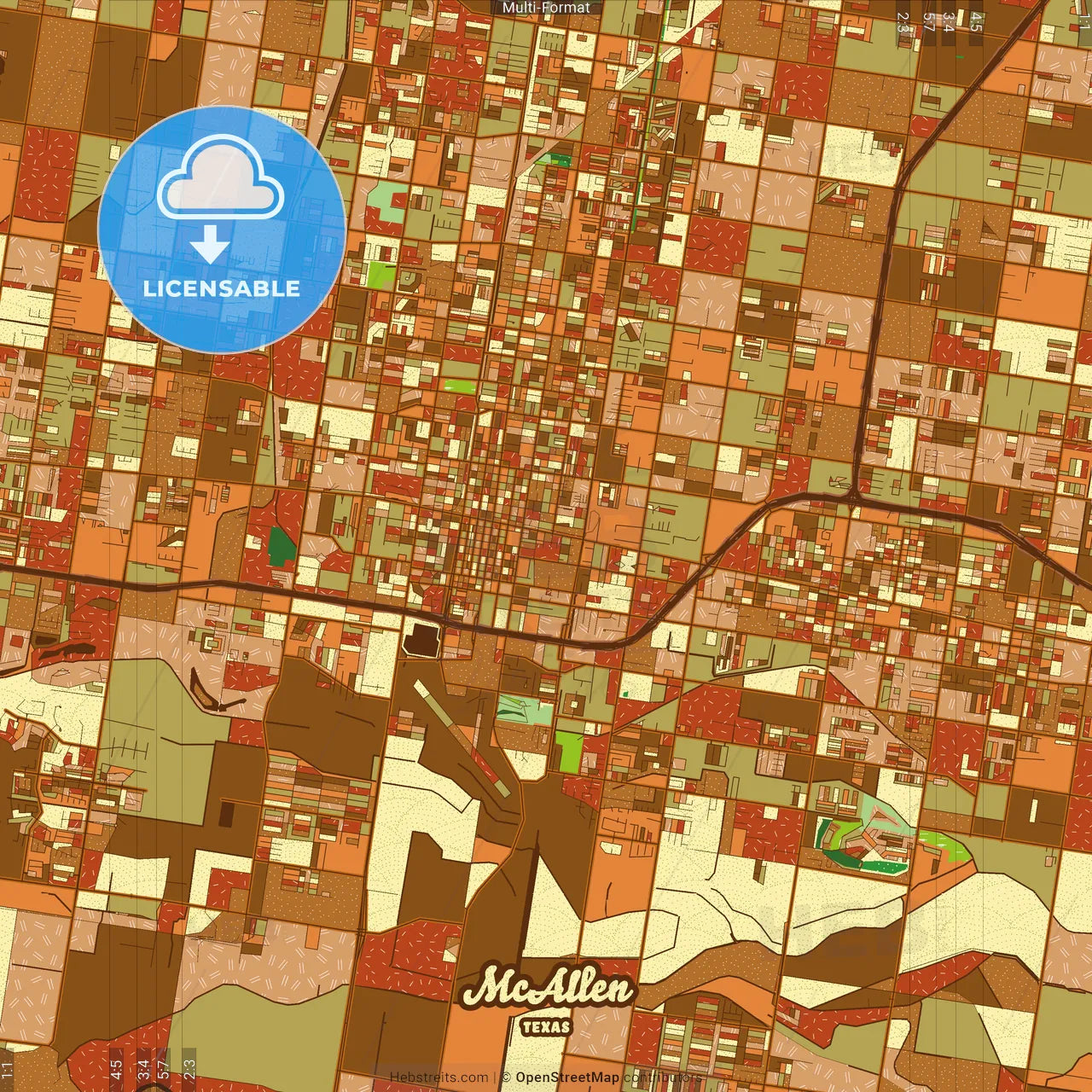 McAllen Texas Farmhouse Poster Art Map Template