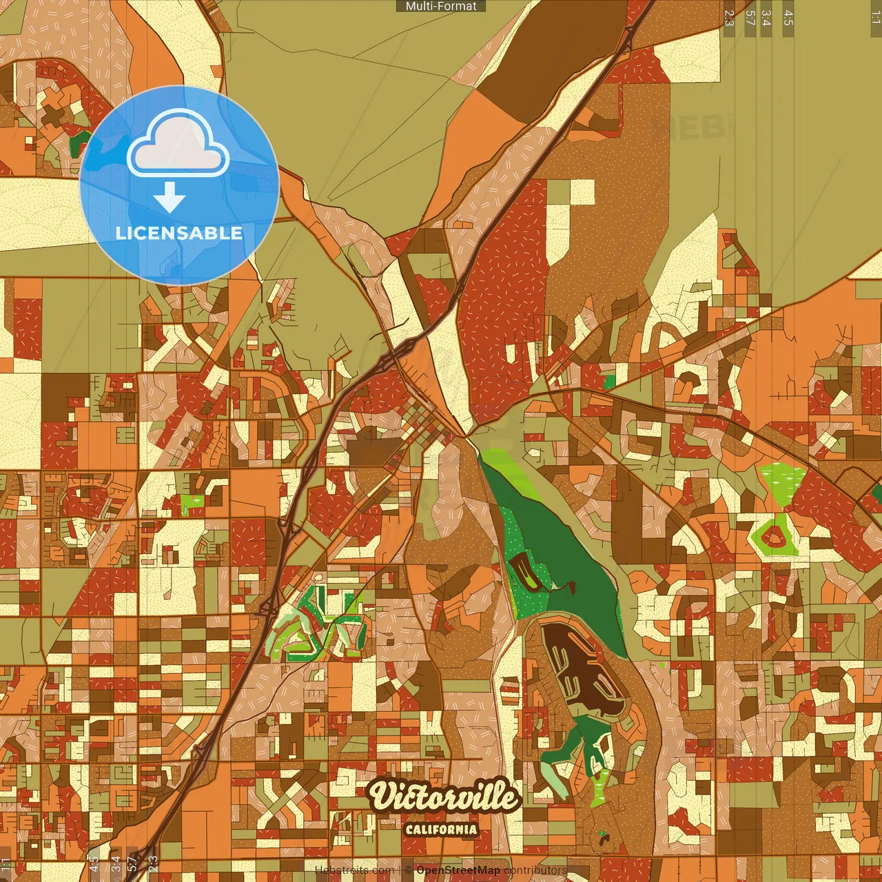 Victorville California Farmhouse Poster Art Map Template