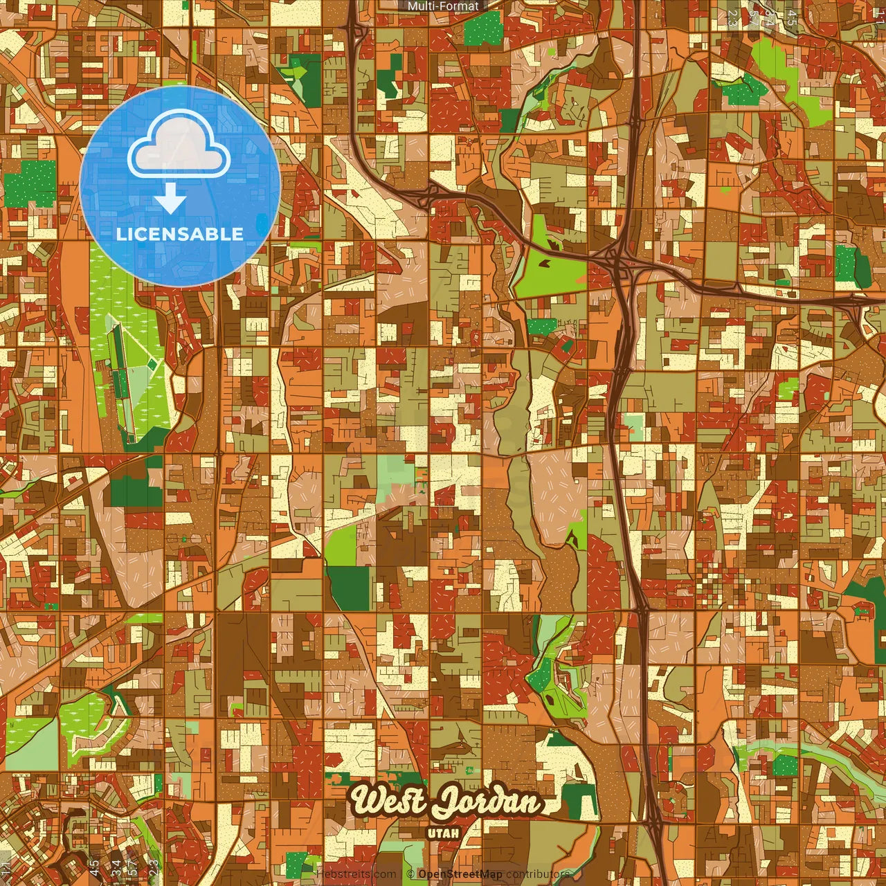 West Jordan Utah Farmhouse Poster Art Map Template