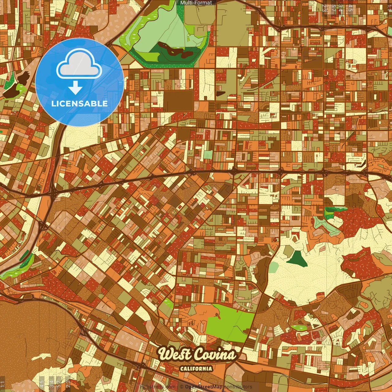 West Covina California Farmhouse Poster Art Map Template