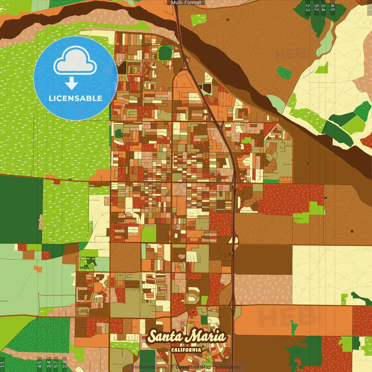 Santa Maria California Farmhouse Poster Art Map Template