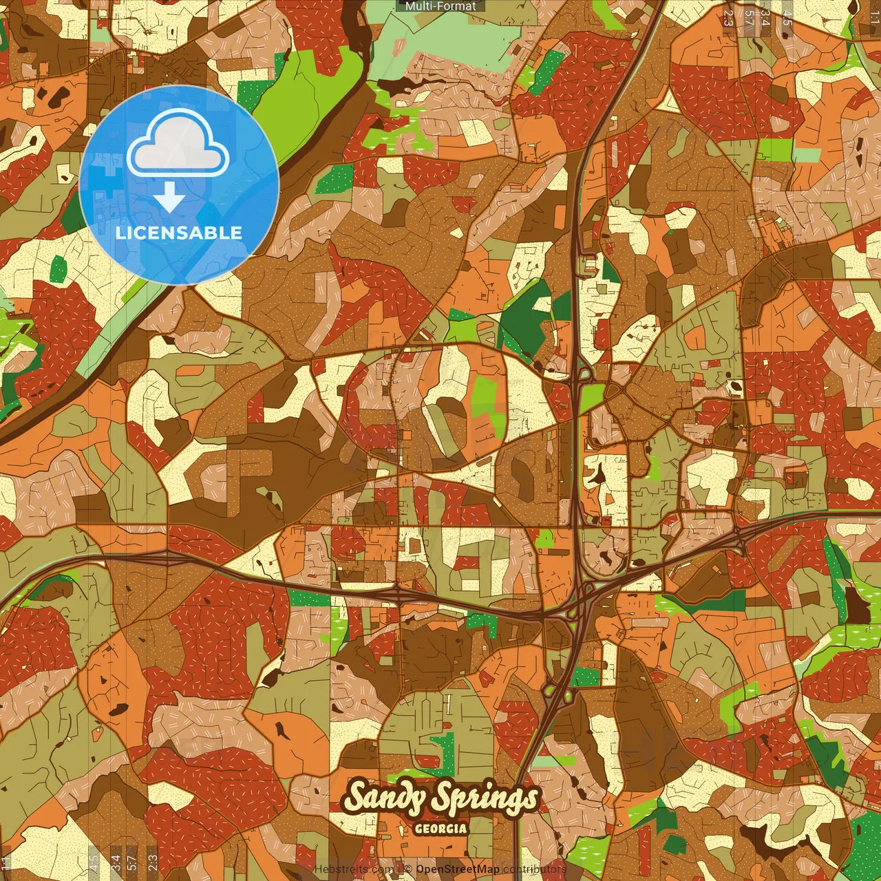 Sandy Springs Georgia Farmhouse Poster Art Map Template