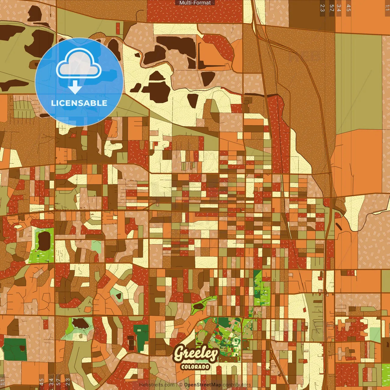 Greeley Colorado Farmhouse Poster Art Map Template