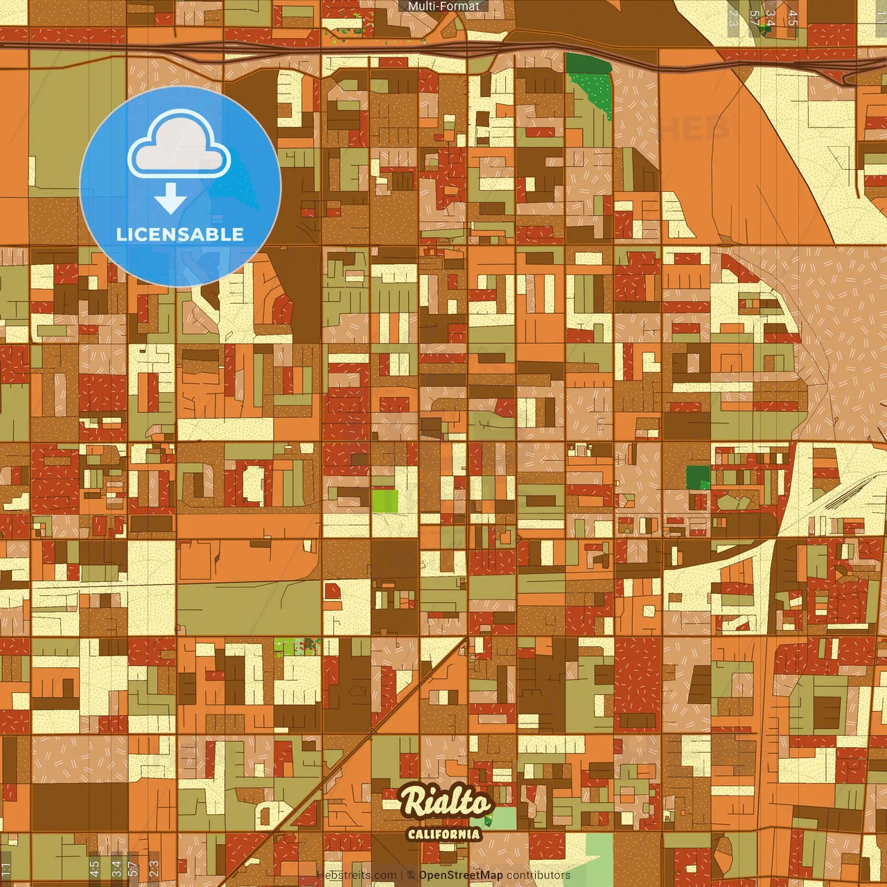 Rialto California Farmhouse Poster Art Map Template