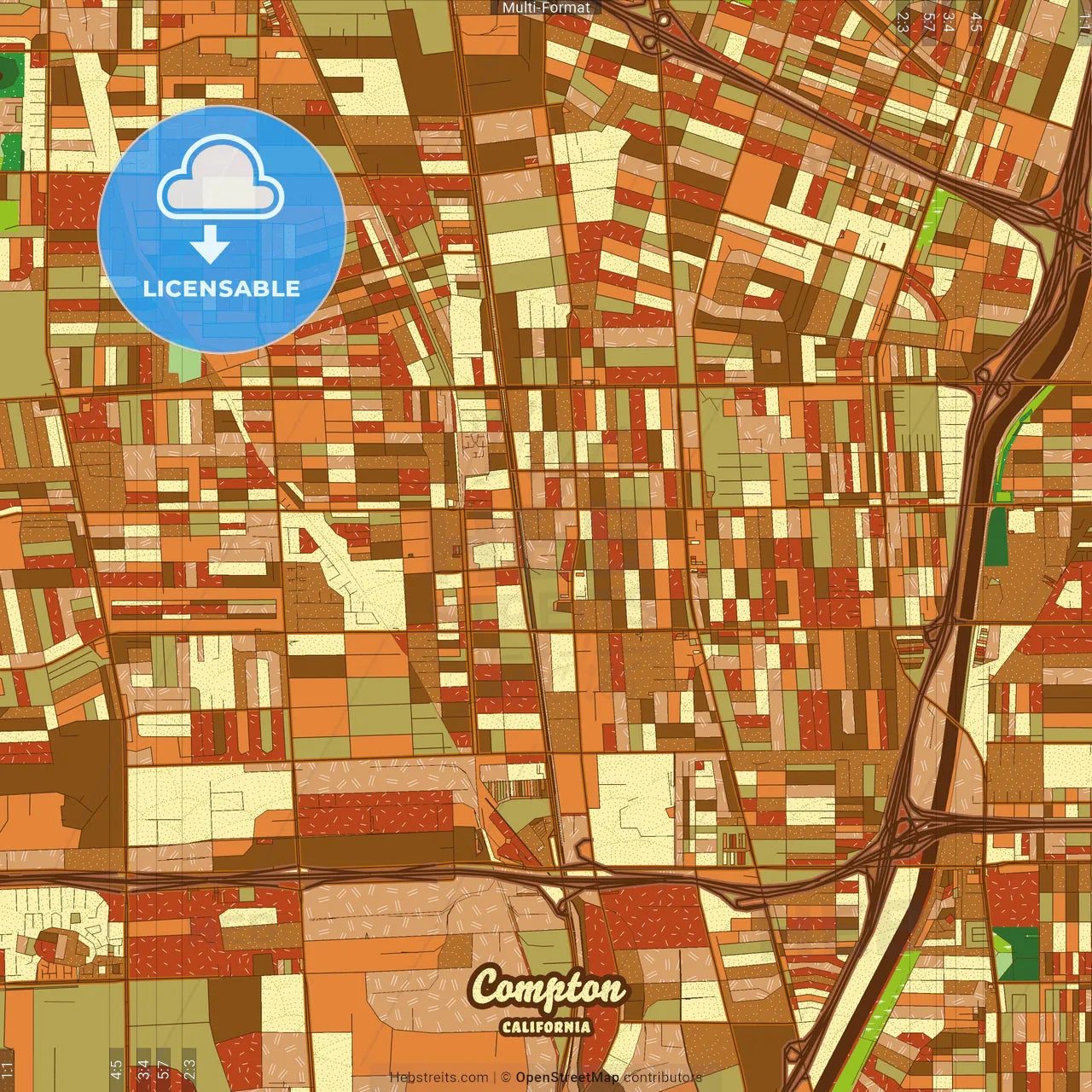 Compton California Farmhouse Poster Art Map Template