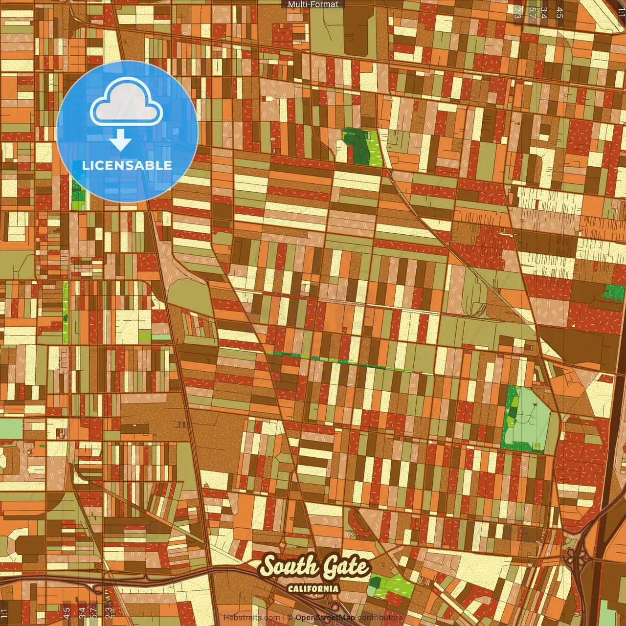 South Gate California Farmhouse Poster Art Map Template