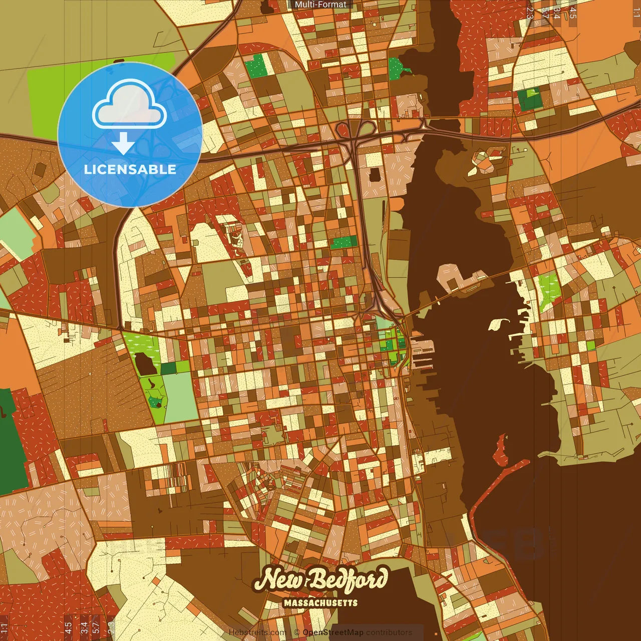 New Bedford Massachusetts Farmhouse Poster Art Map Template