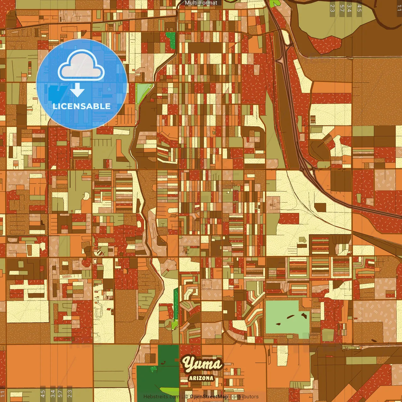 Yuma Arizona Farmhouse Poster Art Map Template