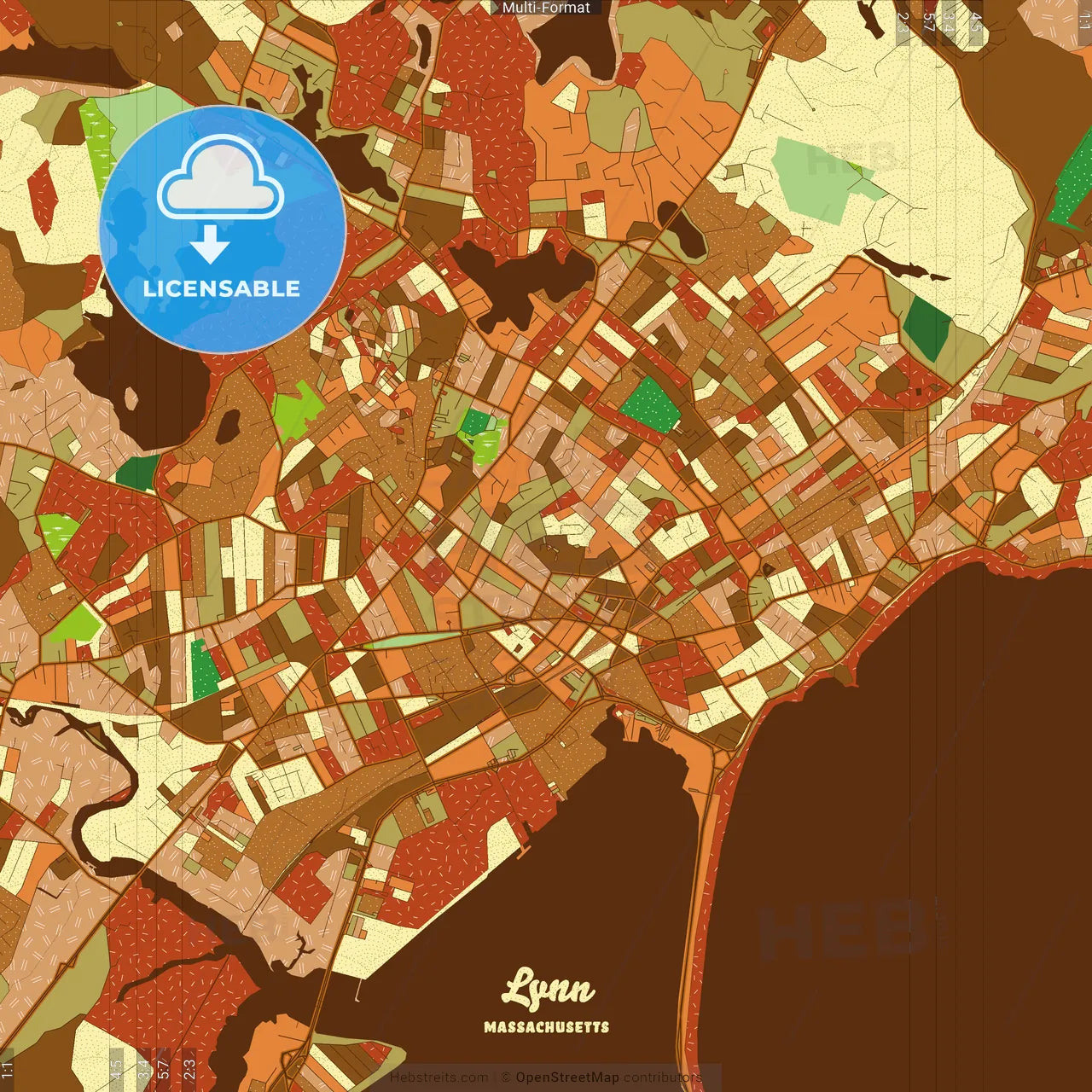 Lynn Massachusetts Farmhouse Poster Art Map Template