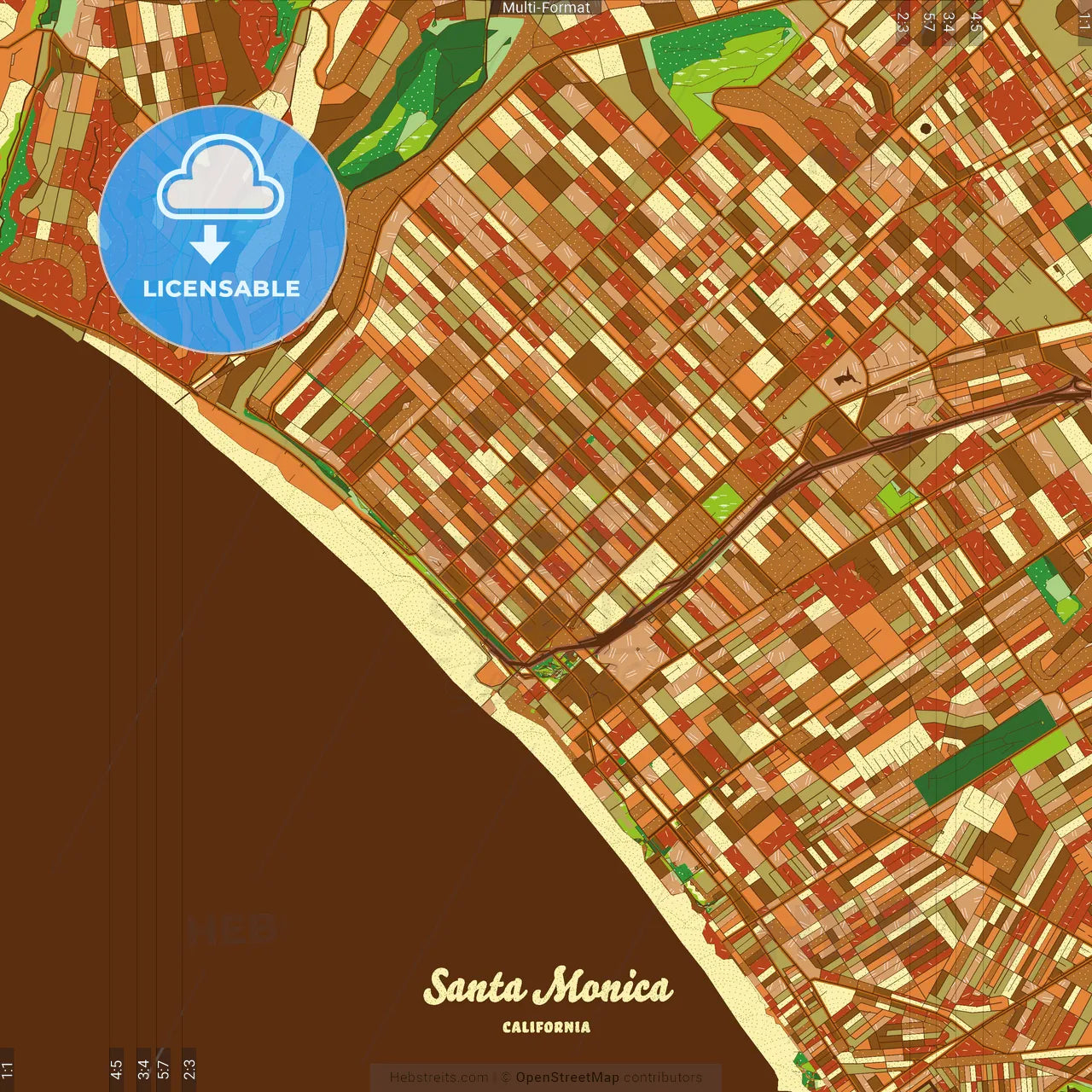 Santa Monica California Farmhouse Poster Art Map Template