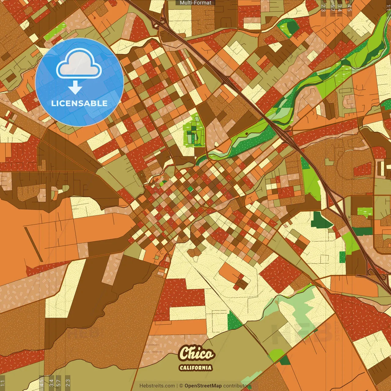 Chico California Farmhouse Poster Art Map Template