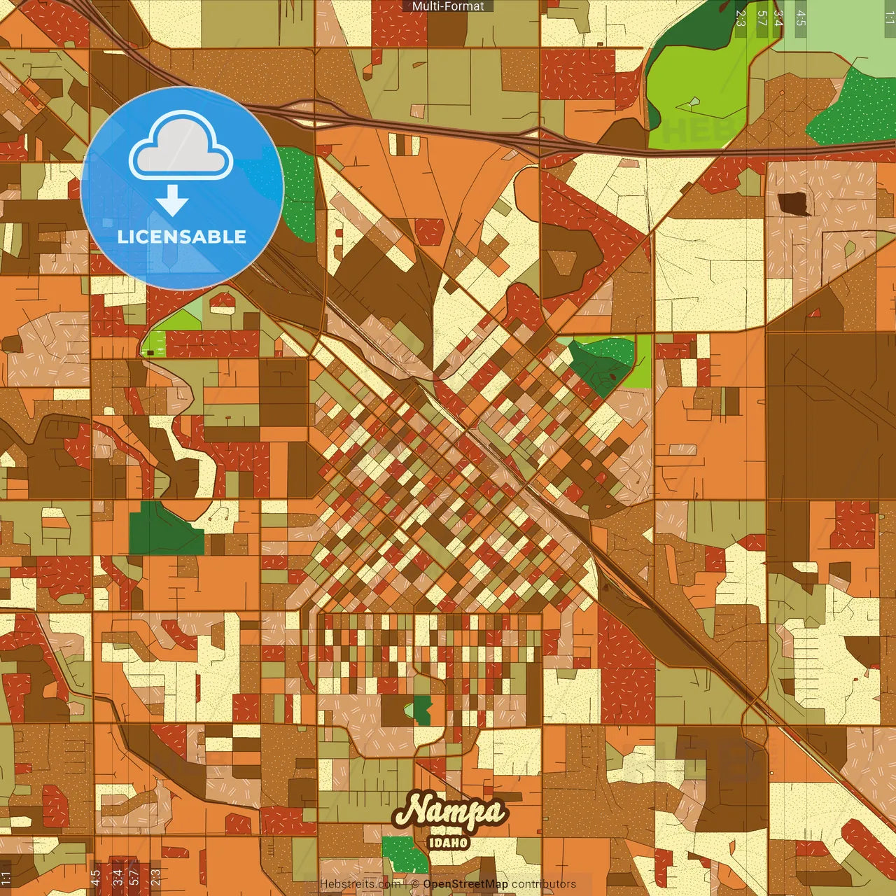 Nampa Idaho Farmhouse Poster Art Map Template