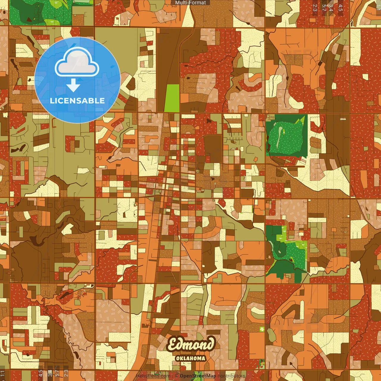 Edmond Oklahoma Farmhouse Poster Art Map Template