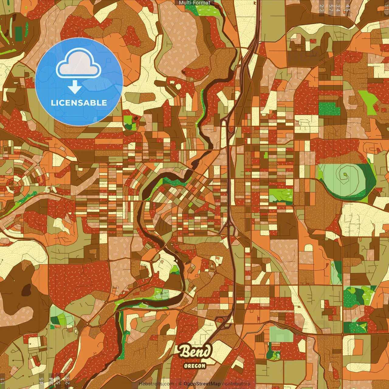 Bend Oregon Farmhouse Poster Art Map Template