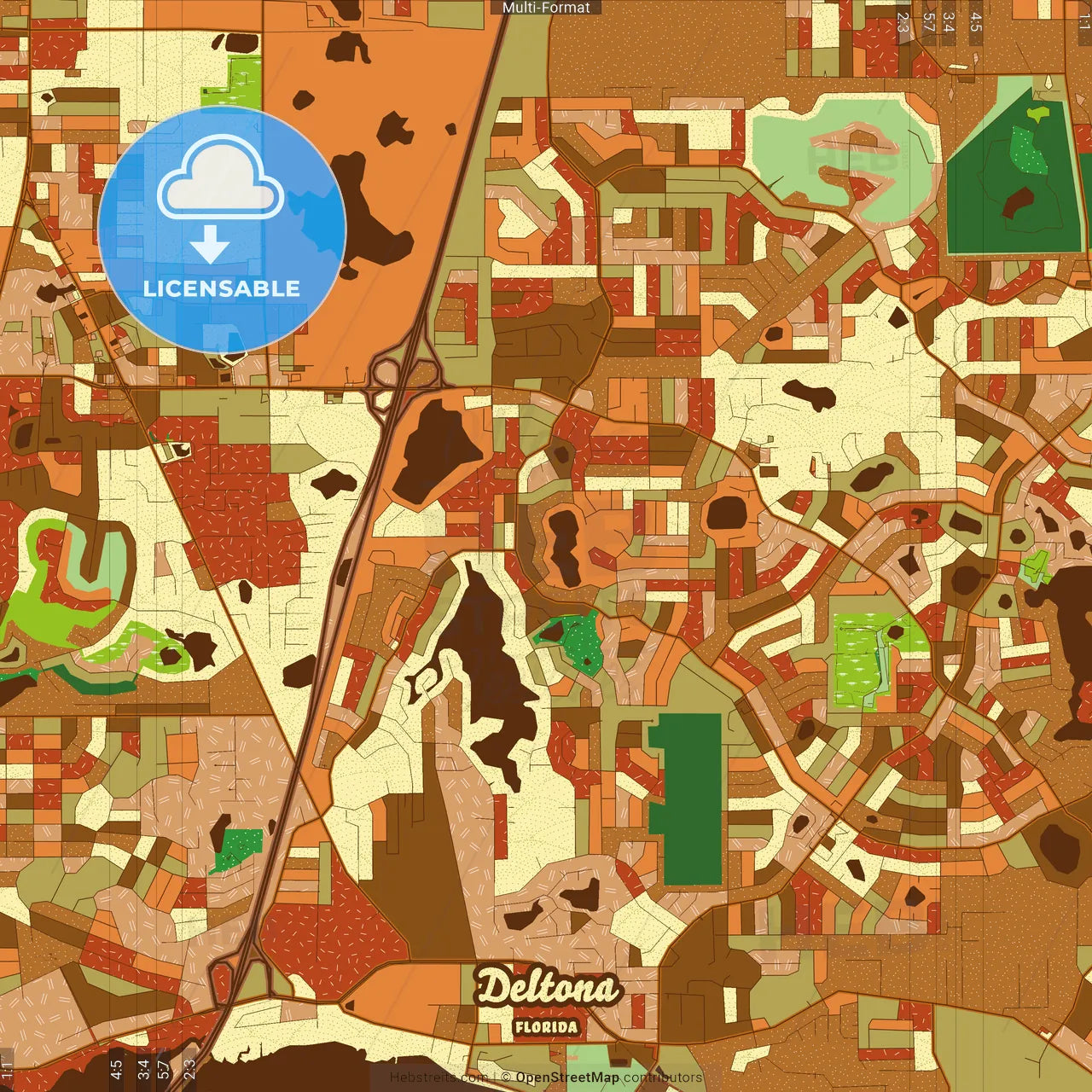 Deltona Florida Farmhouse Poster Art Map Template