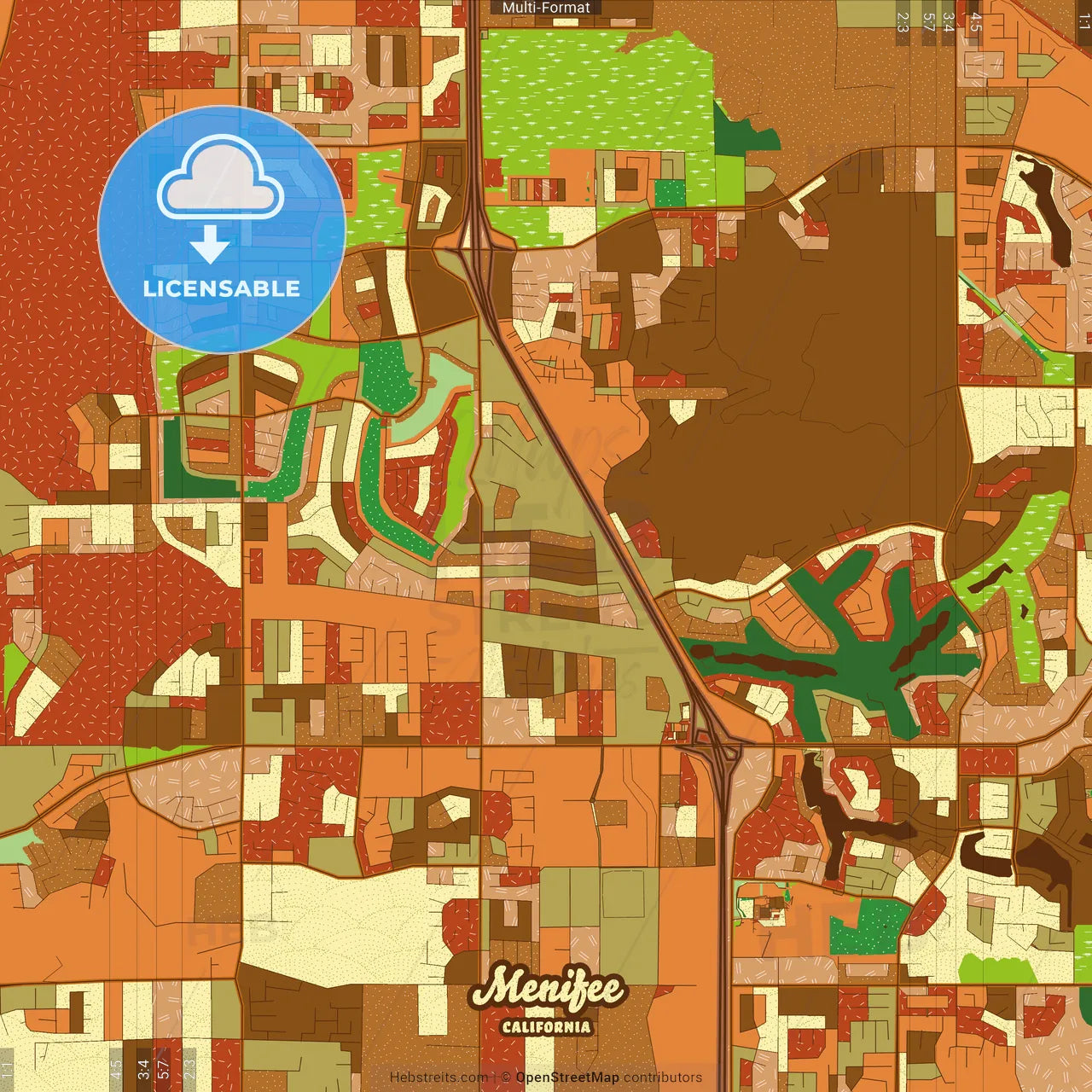 Menifee California Farmhouse Poster Art Map Template