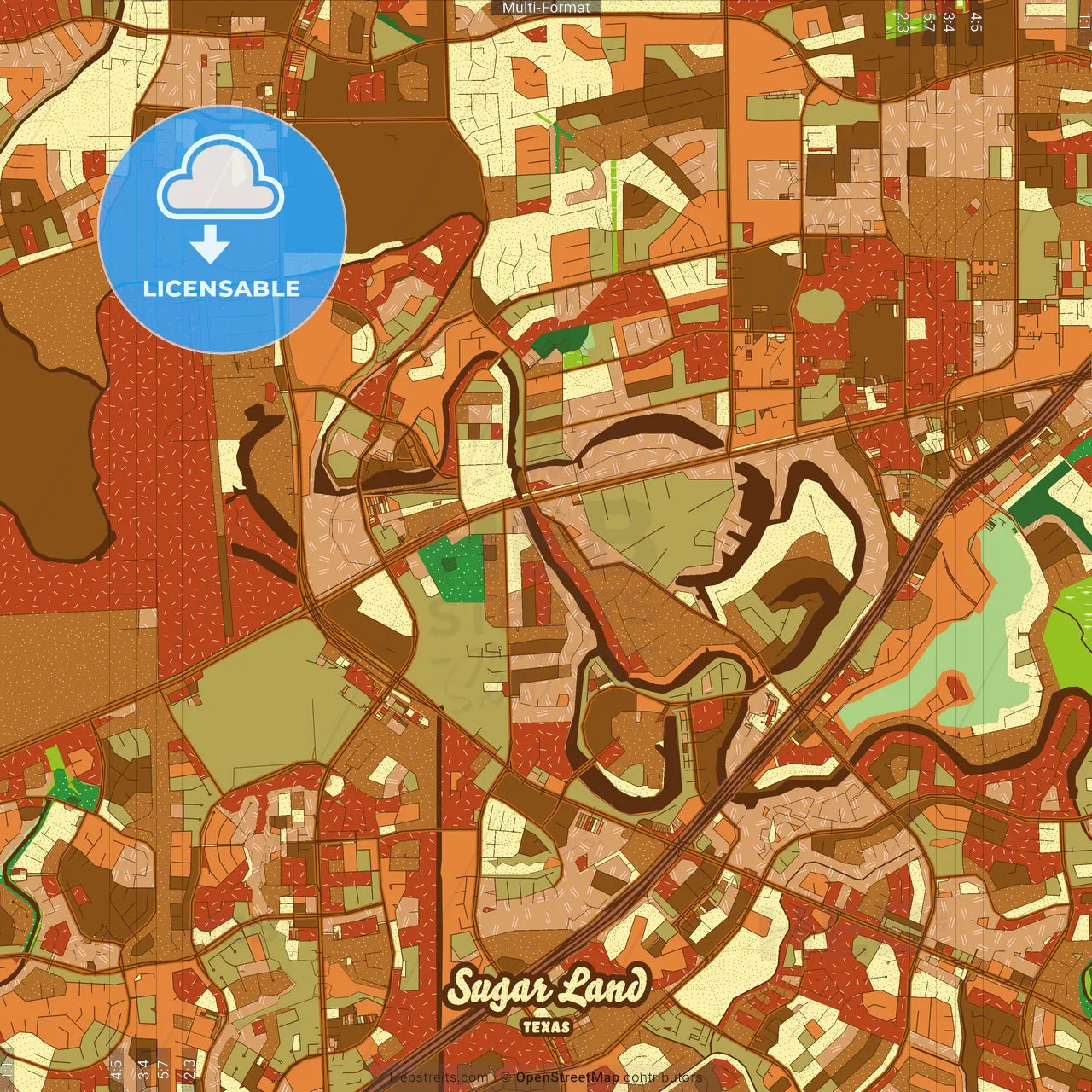 Sugar Land Texas Farmhouse Poster Art Map Template