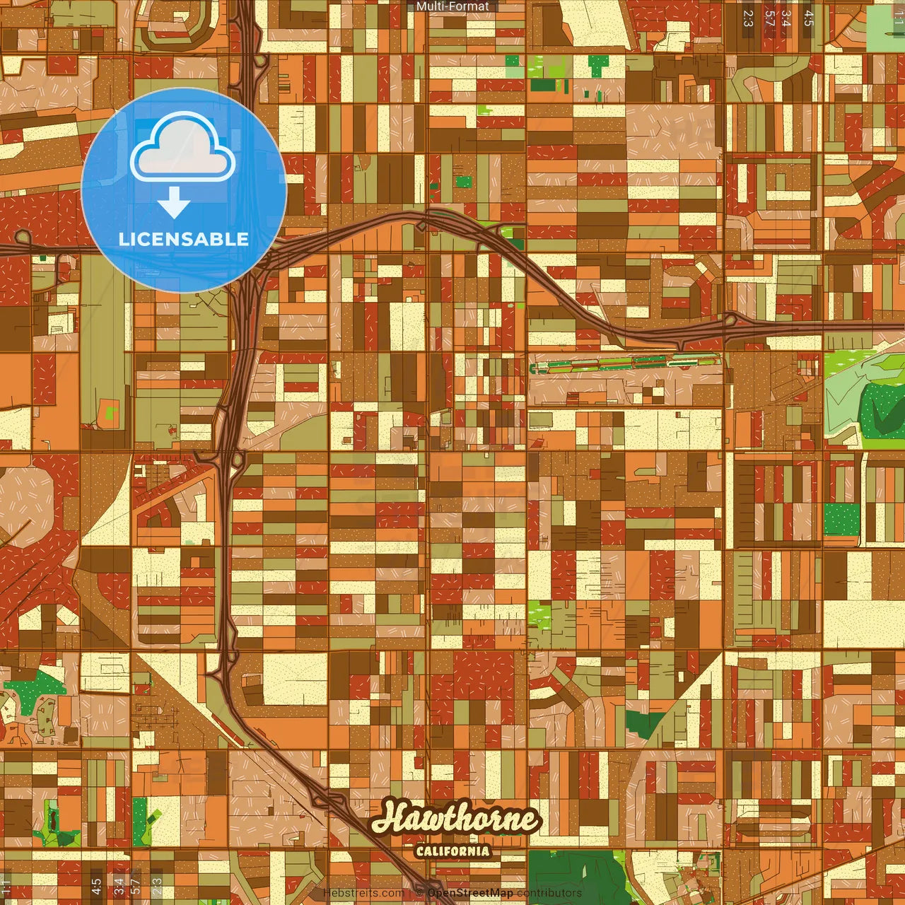 Hawthorne California Farmhouse Poster Art Map Template