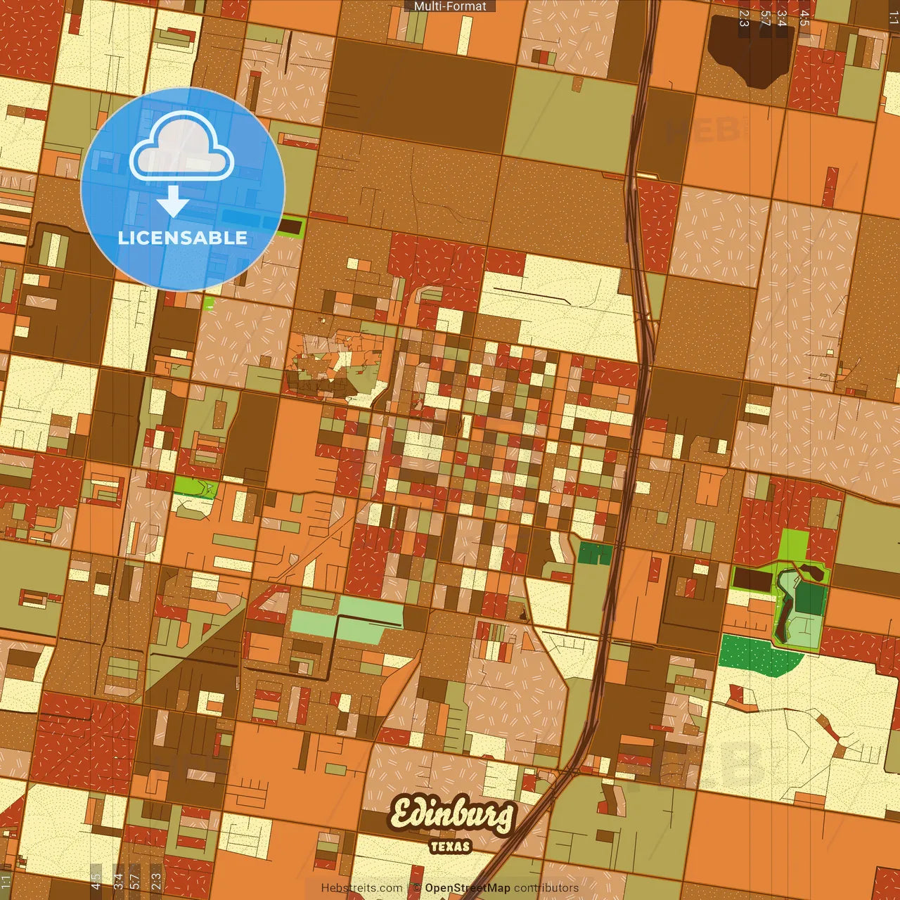 Edinburg Texas Farmhouse Poster Art Map Template