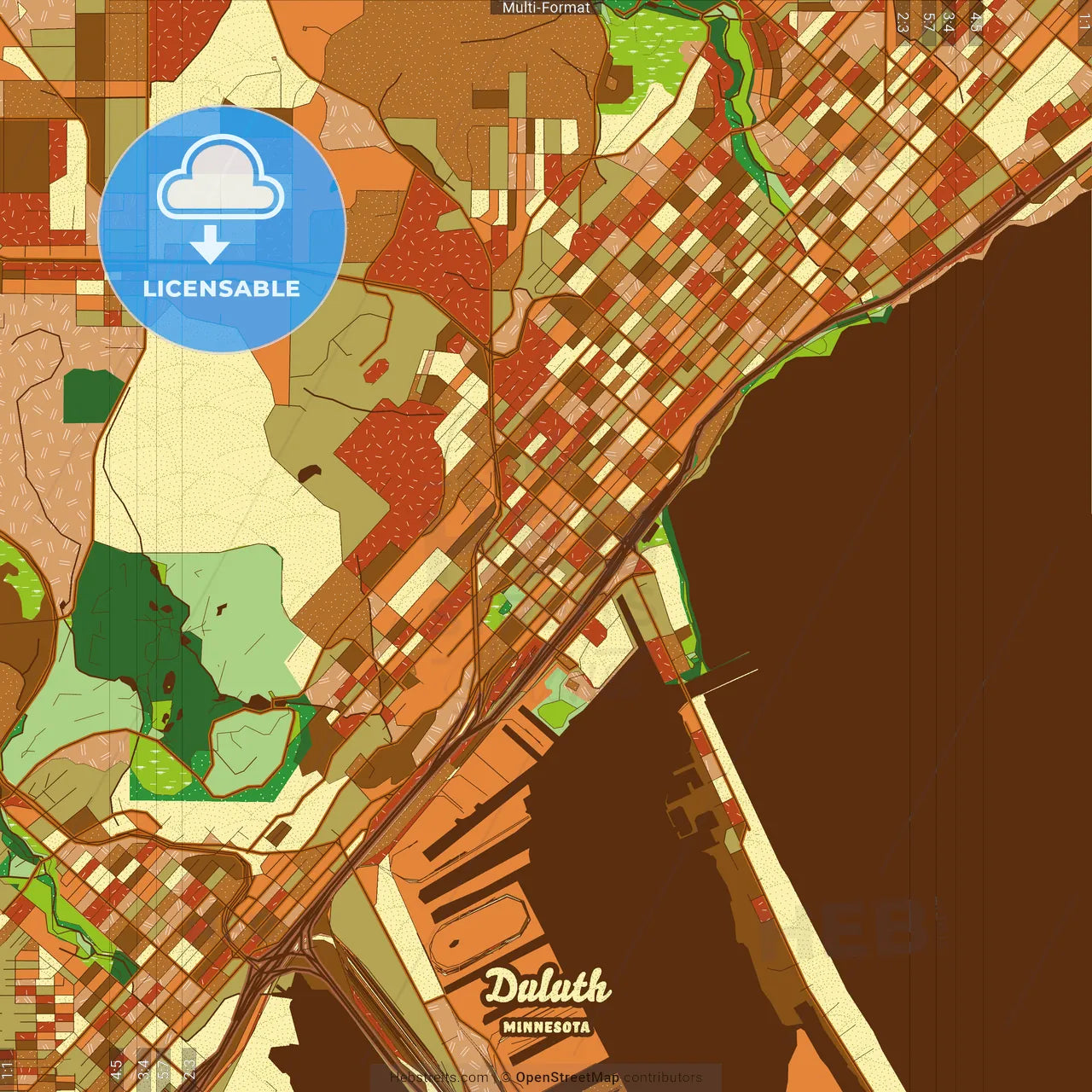 Duluth Minnesota Farmhouse Poster Art Map Template