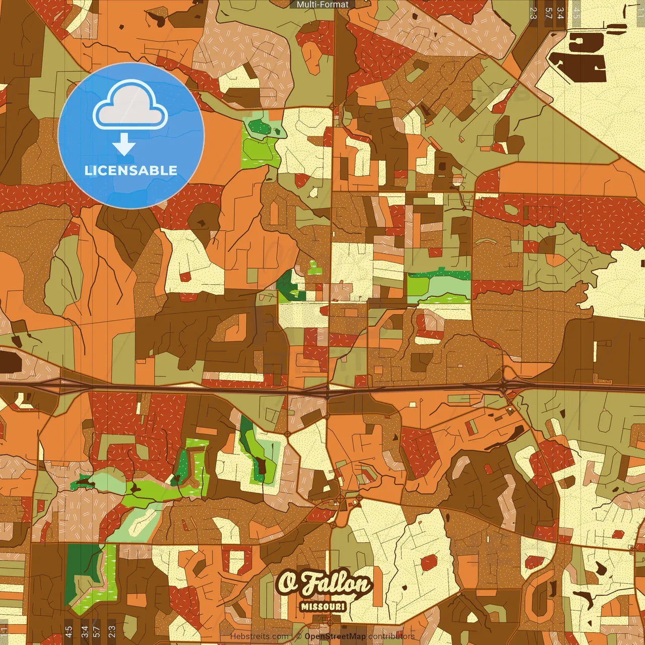 O Fallon Missouri Farmhouse Poster Art Map Template