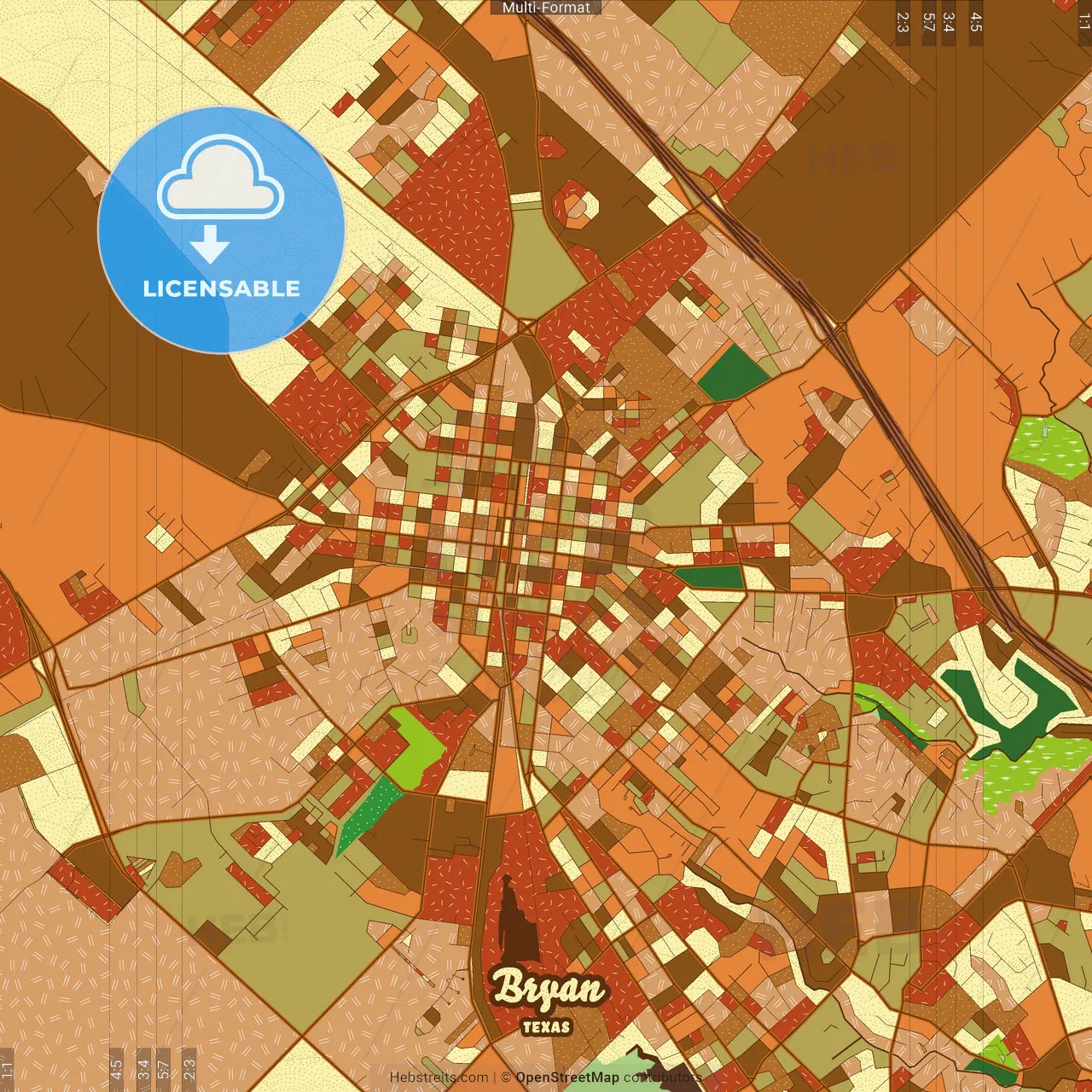 Bryan Texas Farmhouse Poster Art Map Template