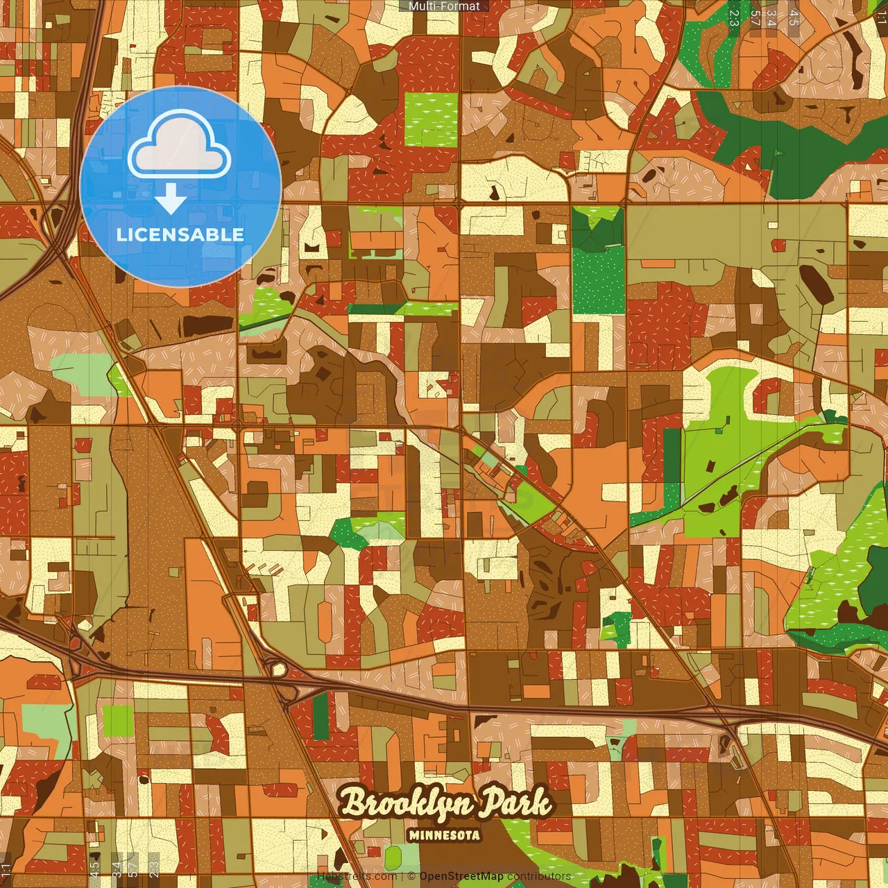 Brooklyn Park Minnesota Farmhouse Poster Art Map Template