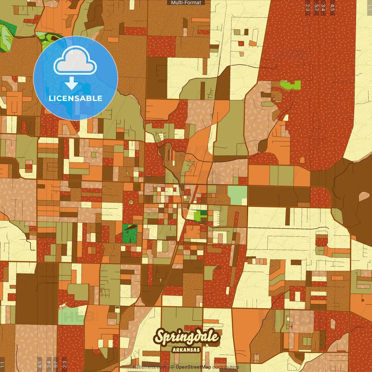 Springdale Arkansas Farmhouse Poster Art Map Template