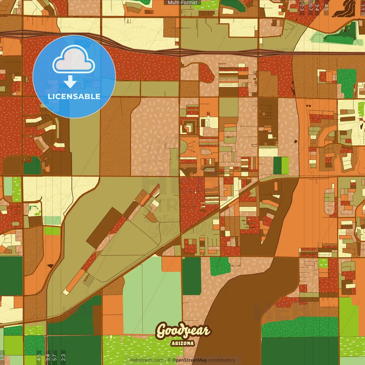 Goodyear Arizona Farmhouse Poster Art Map Template