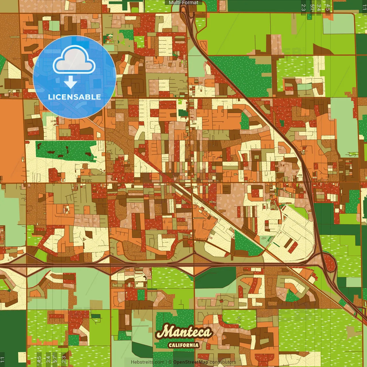 Manteca California Farmhouse Poster Art Map Template