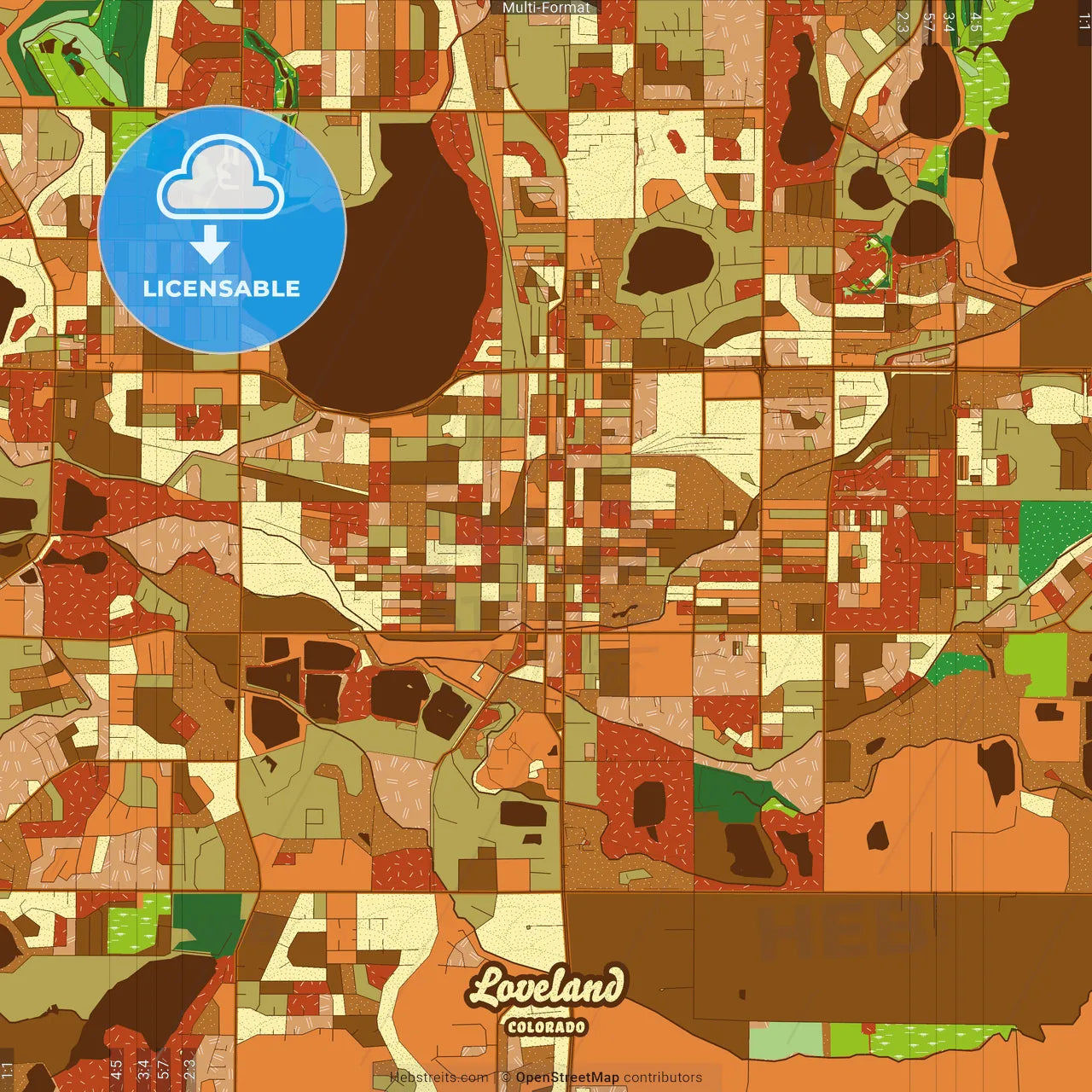 Loveland Colorado Farmhouse Poster Art Map Template