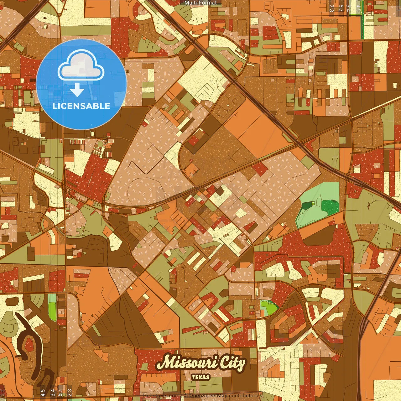 Missouri City Texas Farmhouse Poster Art Map Template