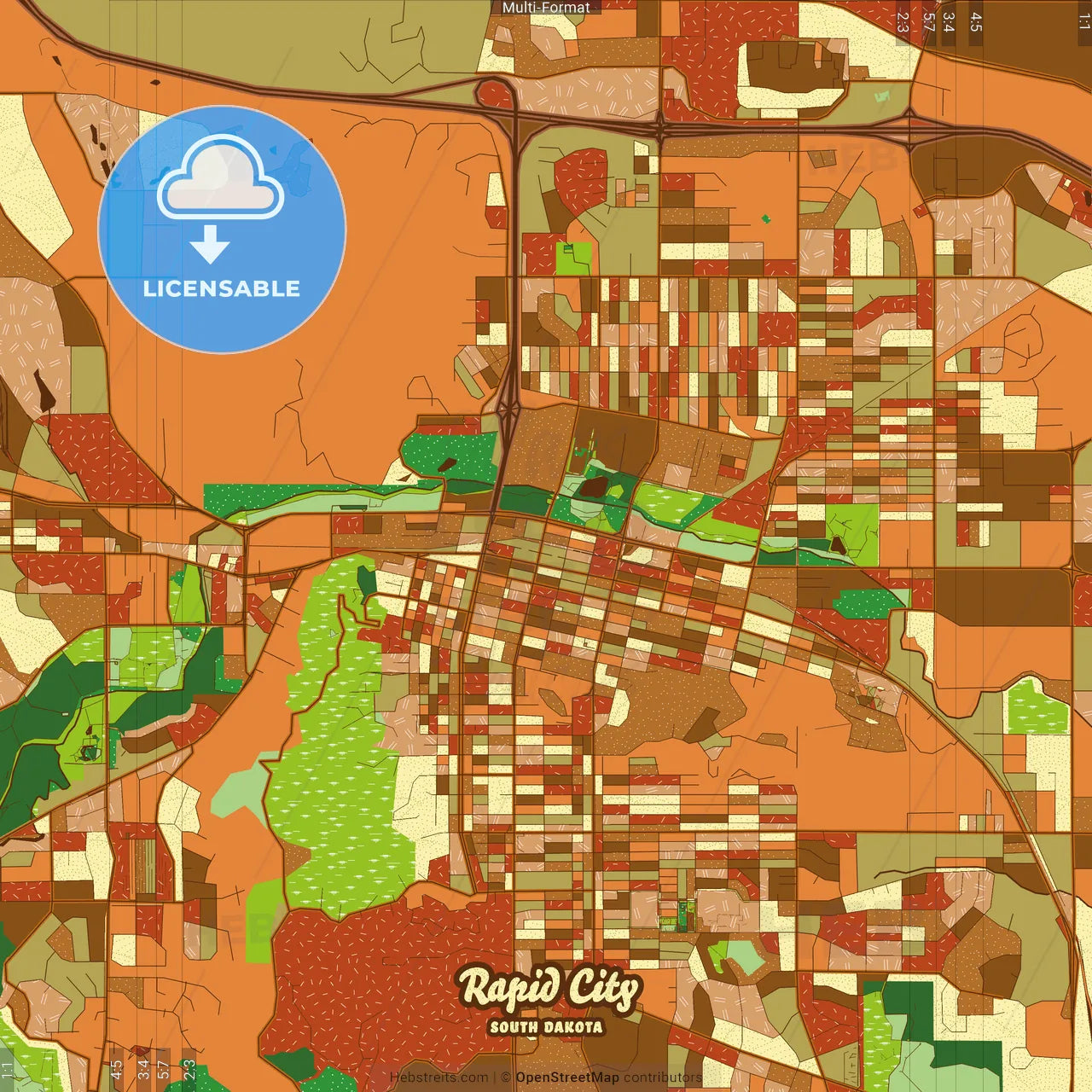 Rapid City South Dakota Farmhouse Poster Art Map Template