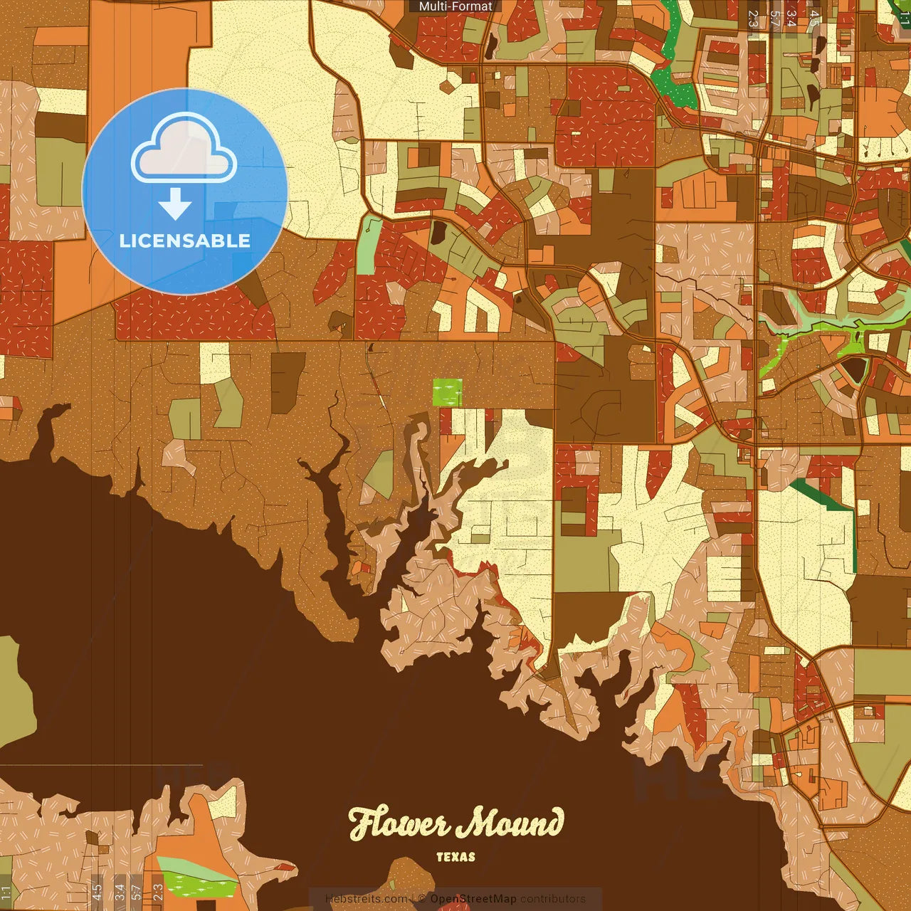 Flower Mound Texas Farmhouse Poster Art Map Template
