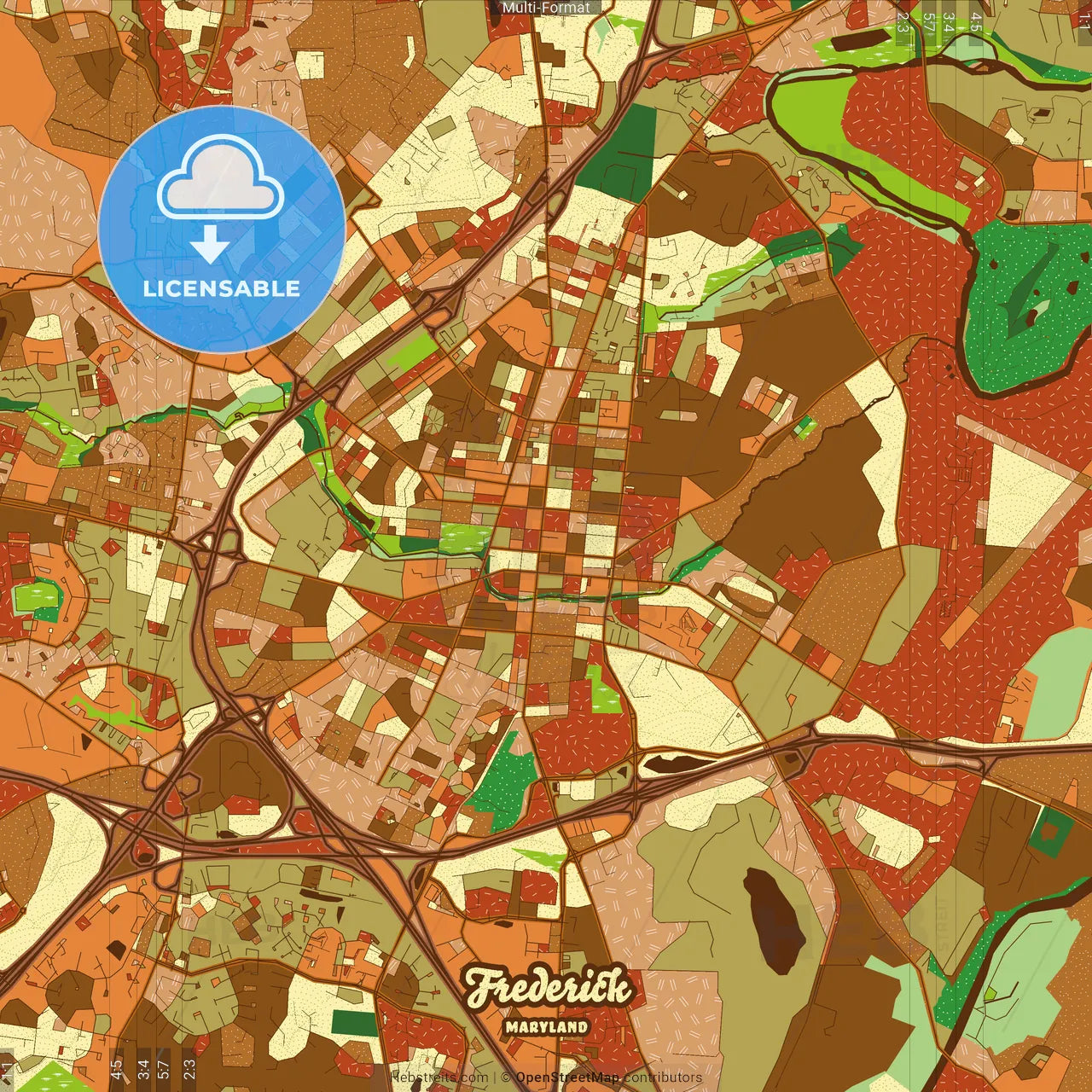 Frederick Maryland Farmhouse Poster Art Map Template