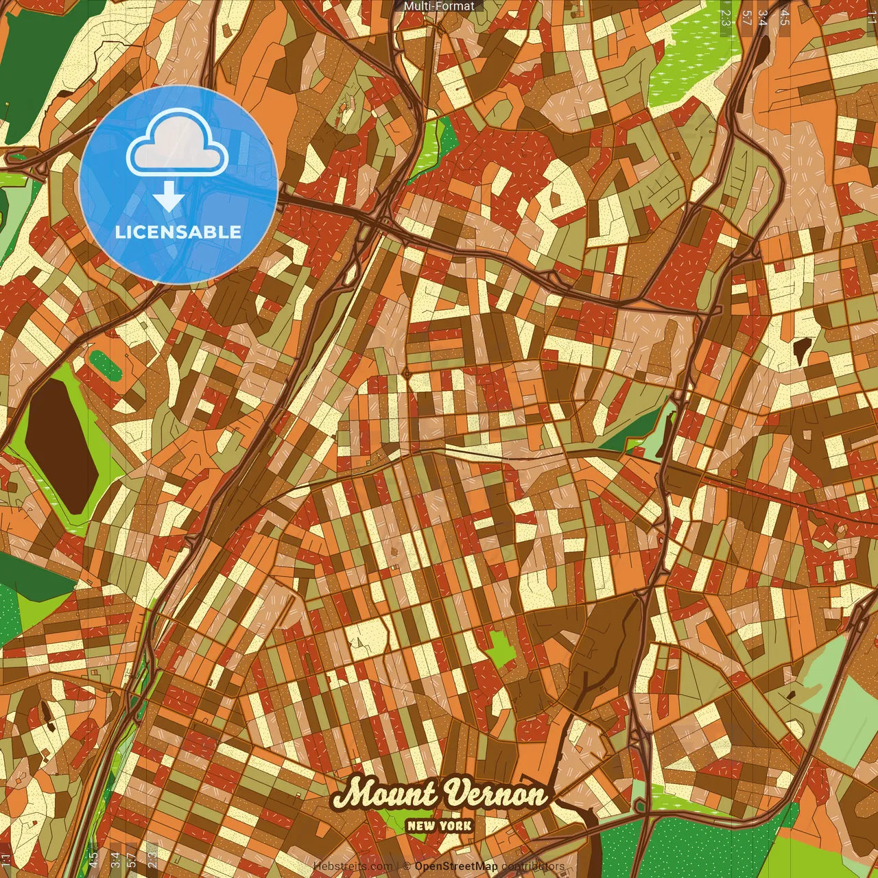 Mount Vernon New York Farmhouse Poster Art Map Template