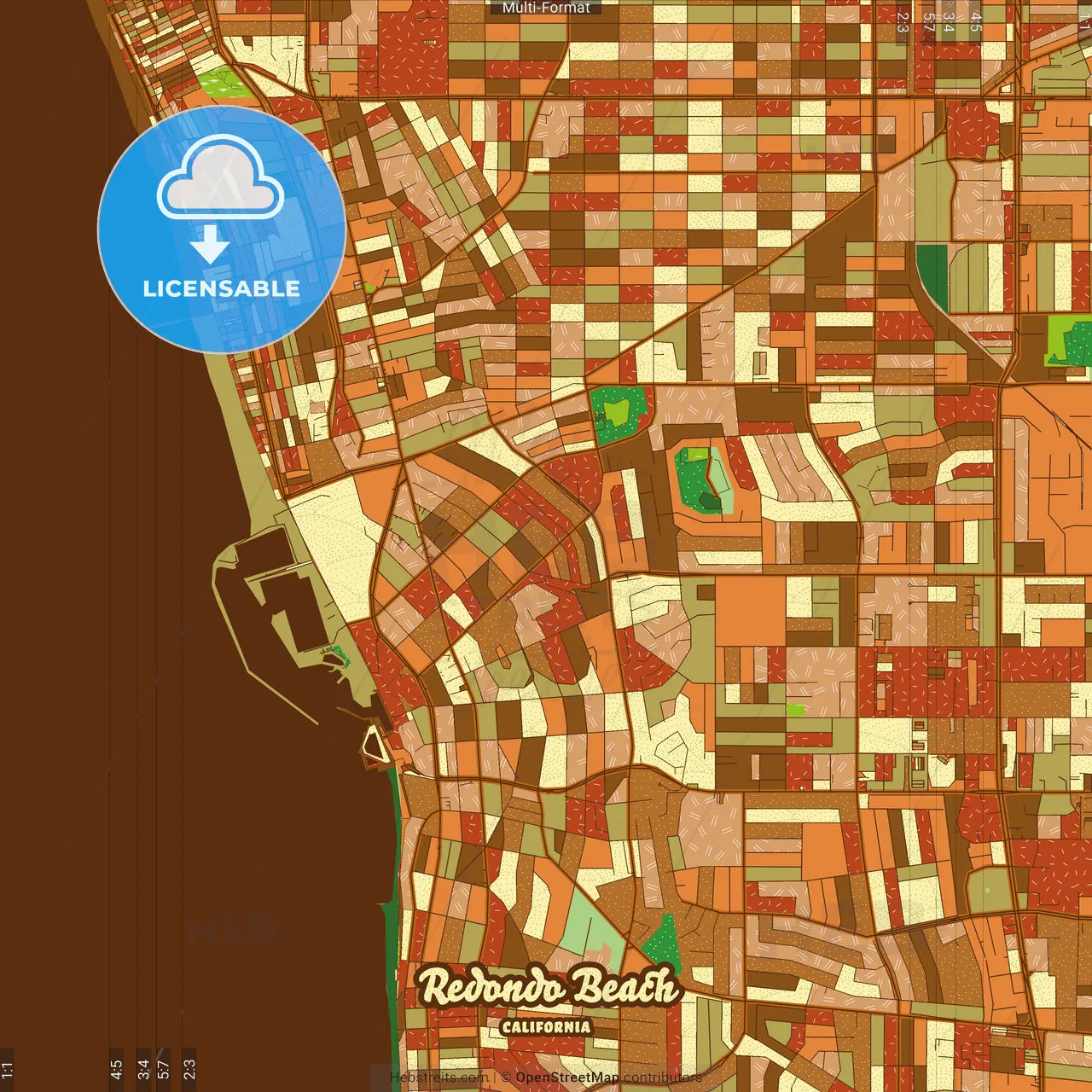 Redondo Beach California Farmhouse Poster Art Map Template