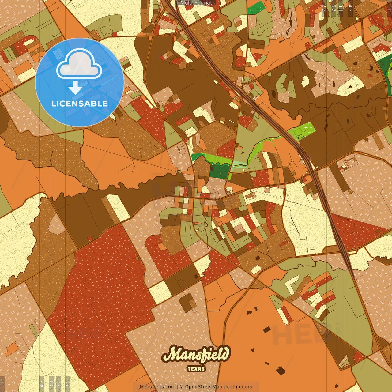 Mansfield Texas Farmhouse Poster Art Map Template