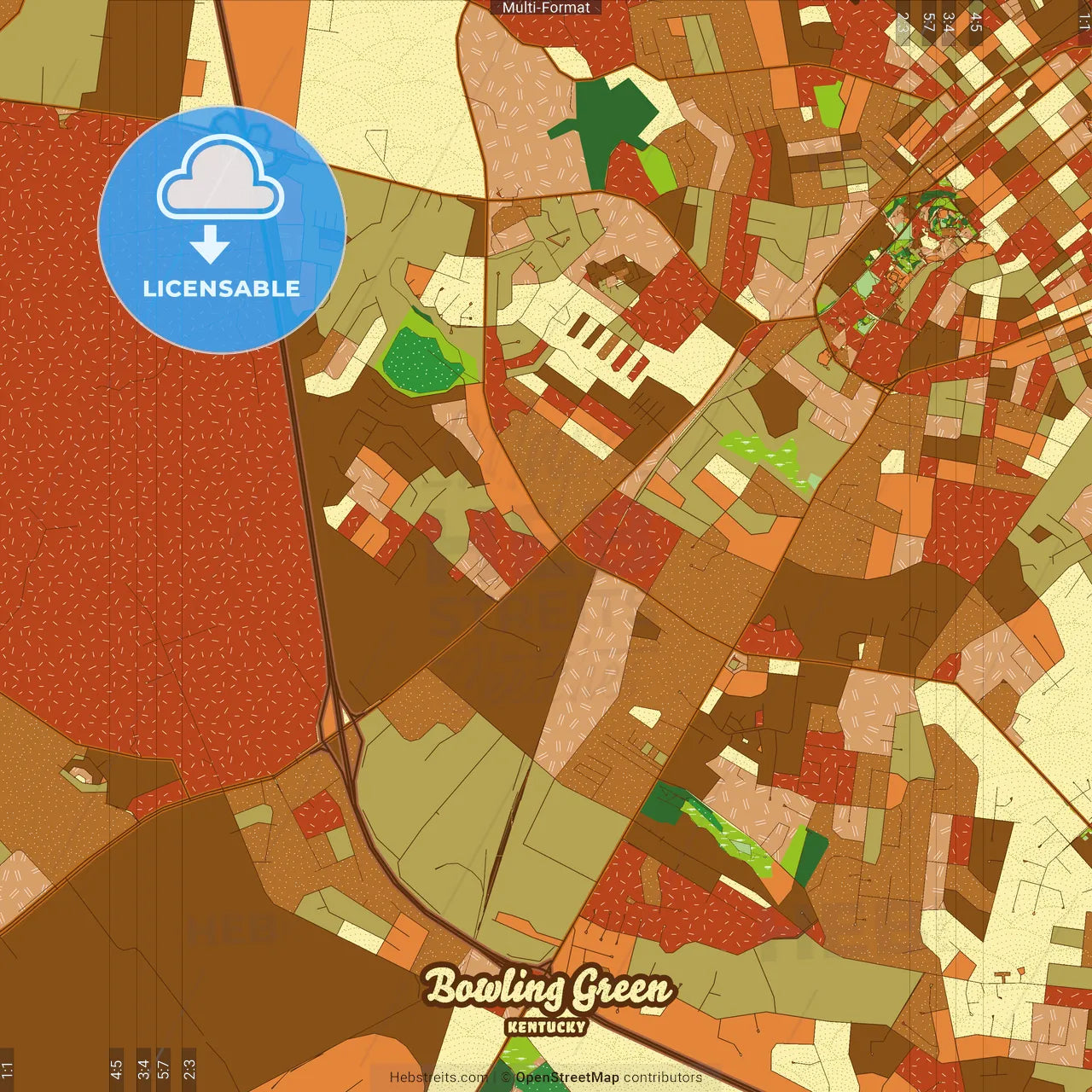 Bowling Green Kentucky Farmhouse Poster Art Map Template