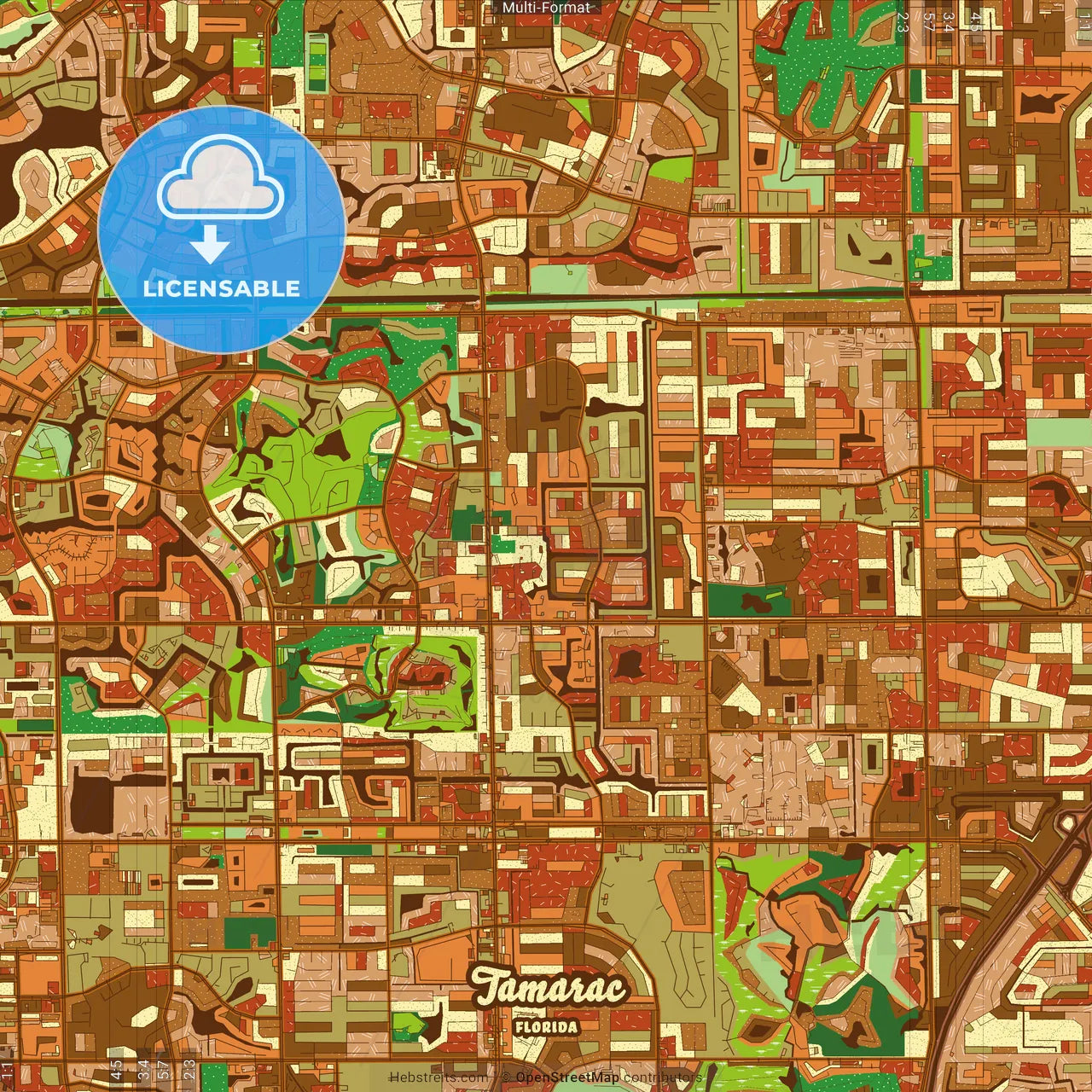 Tamarac Florida Farmhouse Poster Art Map Template