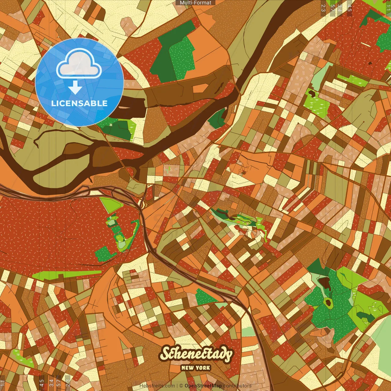 Schenectady New York Farmhouse Poster Art Map Template