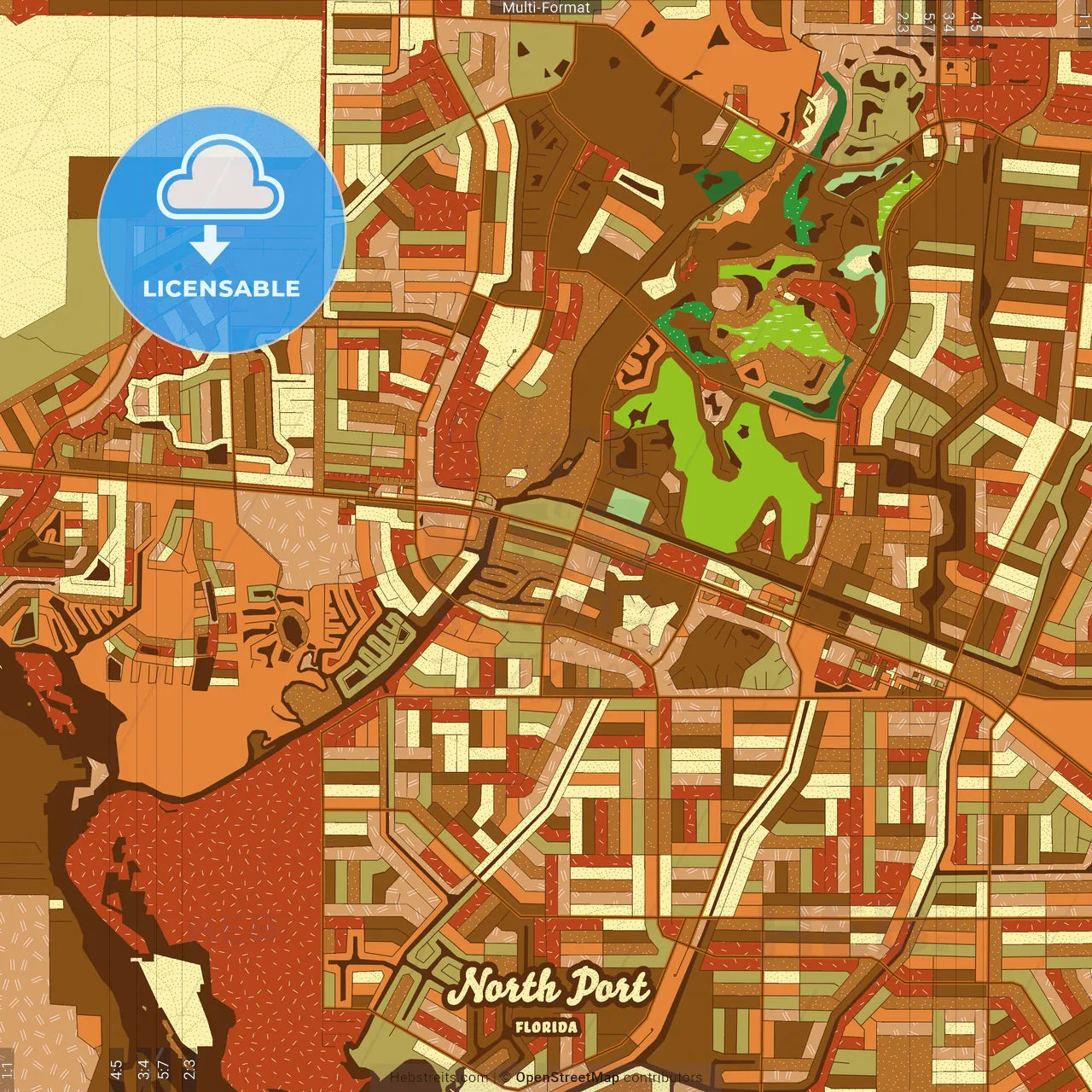 North Port Florida Farmhouse Poster Art Map Template