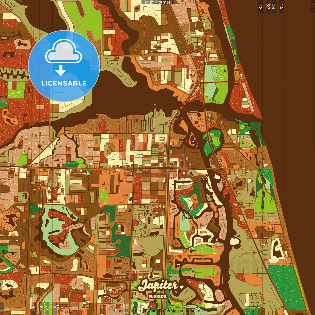 Jupiter Florida Farmhouse Poster Art Map Template