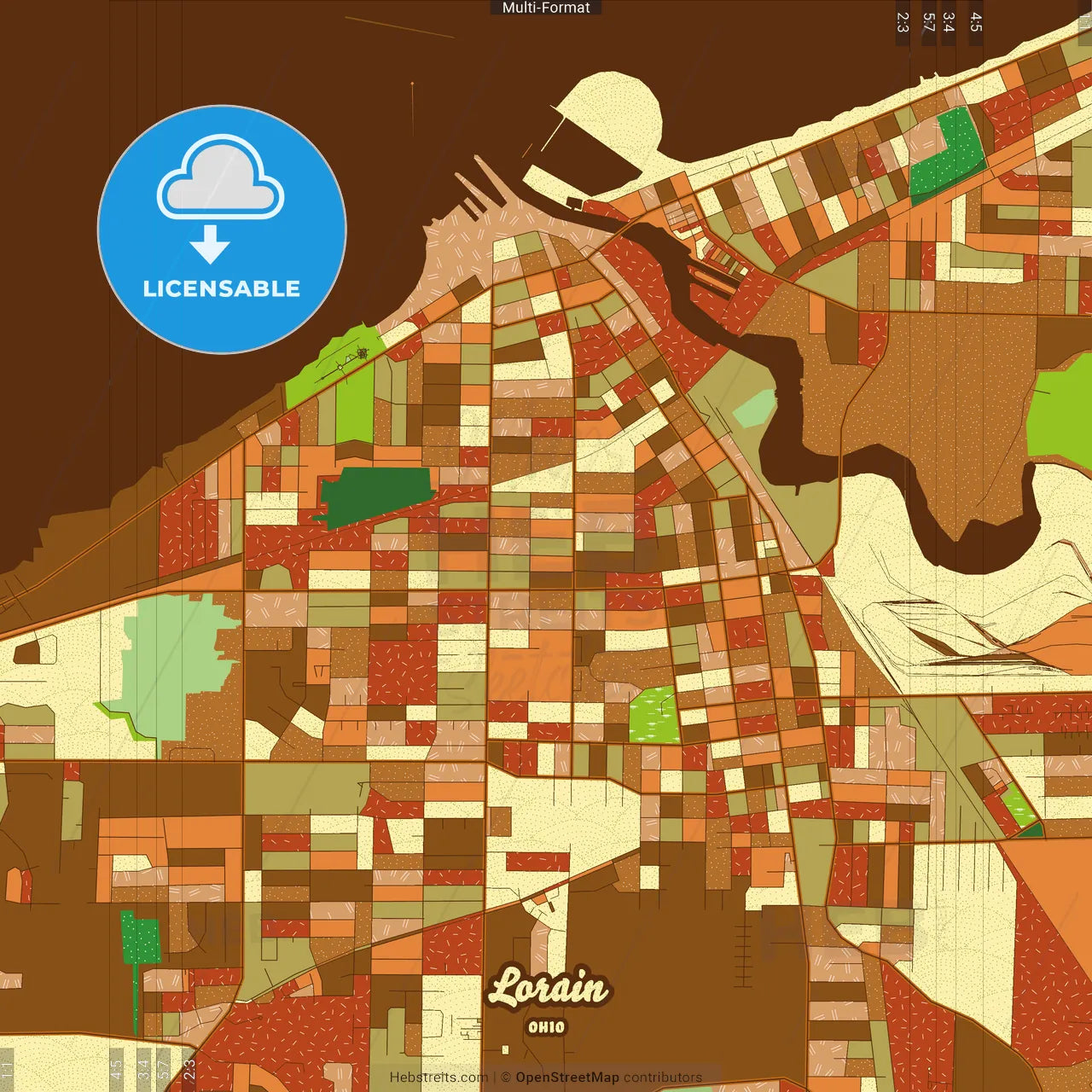 Lorain Ohio Farmhouse Poster Art Map Template