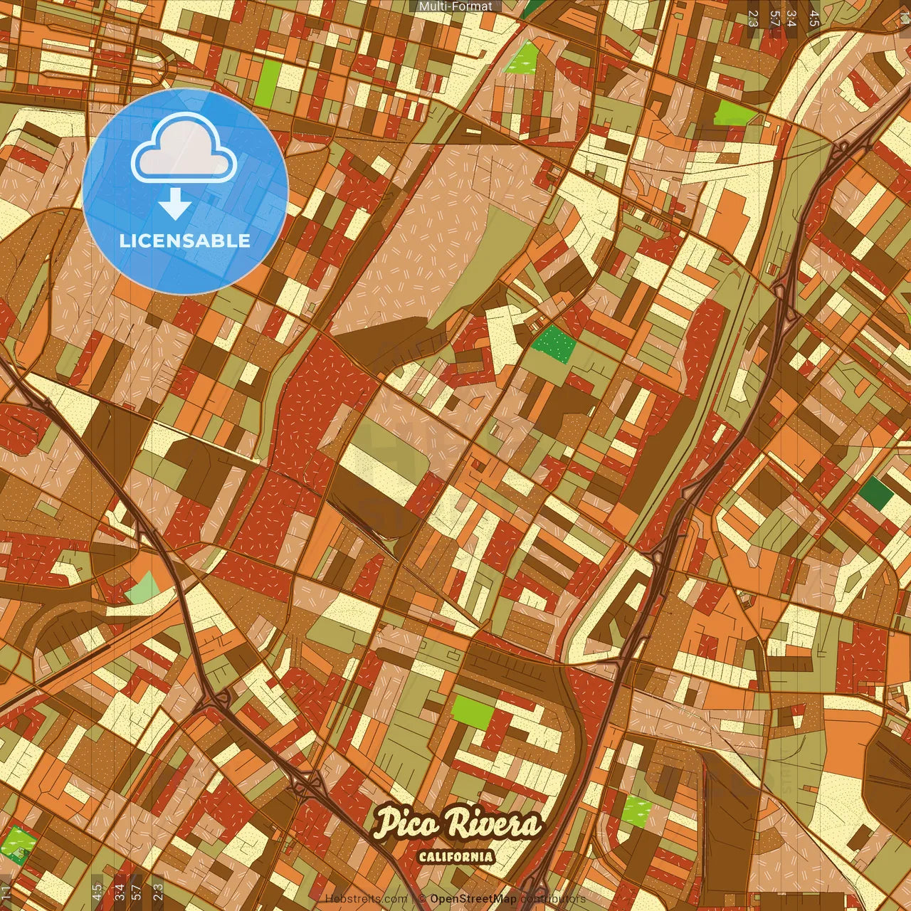 Pico Rivera California Farmhouse Poster Art Map Template