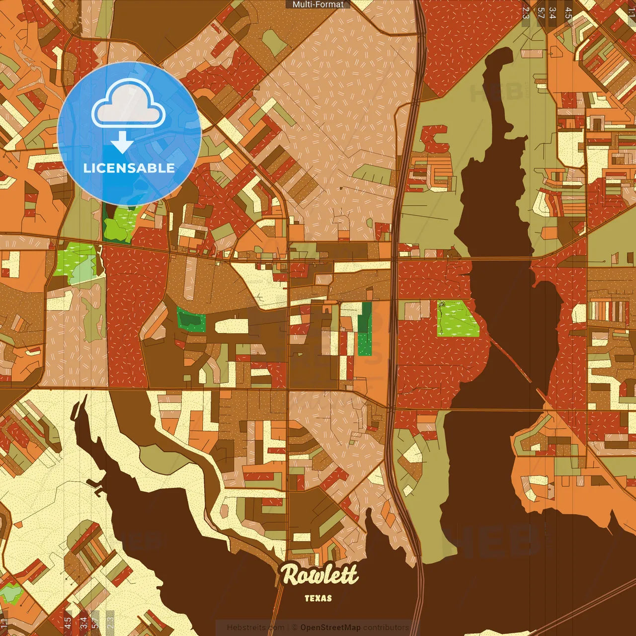 Rowlett Texas Farmhouse Poster Art Map Template