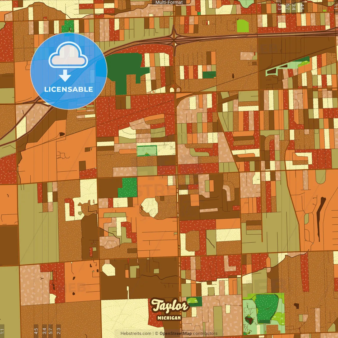 Taylor Michigan Farmhouse Poster Art Map Template